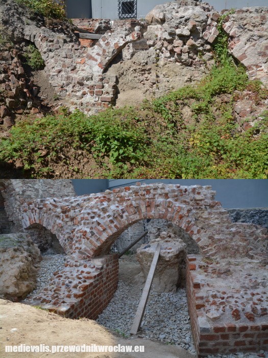 Pierścień fundamentowy budowli osiemnastobocznej, przed i po konserwacji